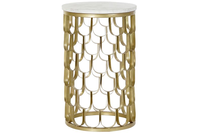 MESITA AUXILIAR MARMOL HIERRO 30,5X30,5X50 DORADO