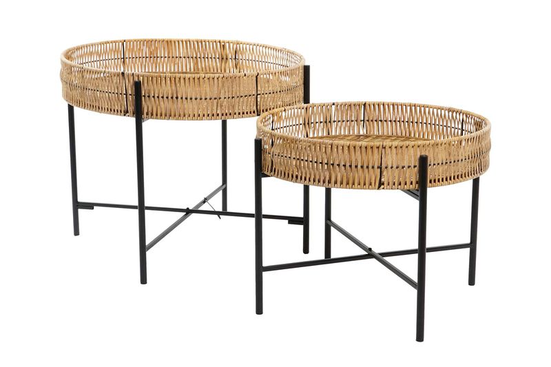 MESITA AUXILIAR SET 2 BAMBU METAL 64X64X51 NATURAL
