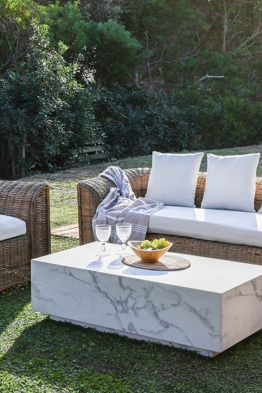 MESA CENTRO MDF 120X60X35 SIMIL MARMOL BLANCO