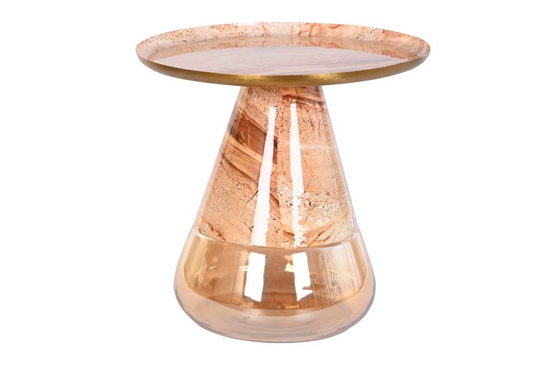 MESITA AUXILIAR CRISTAL HIERRO 50X50X49