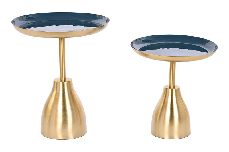 MESITA AUXILIAR SET 2 40,5X40,5X48 METAL PATINADO