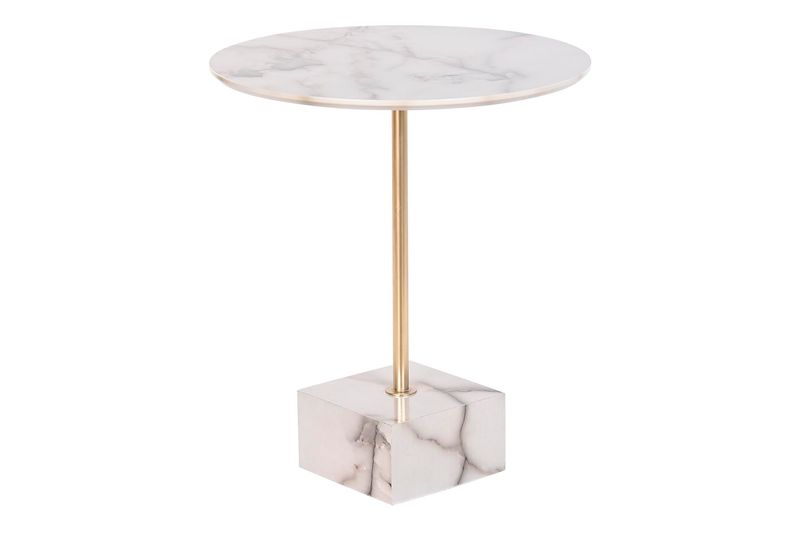 MESITA AUXILIAR ACERO RESINA 45X45X50 SIMIL MARMOL