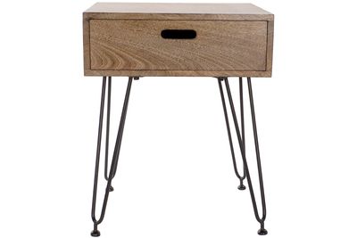 MESITA DE NOCHE MANGO METAL 48,5X40,5X61 MARRON
