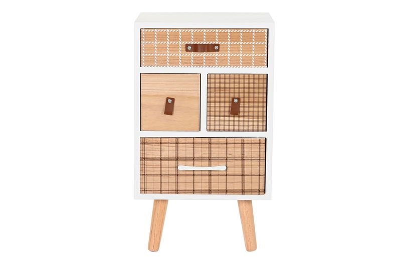 MESITA DE NOCHE PAULOWNIA 35X26X61,5 4 CAJONES