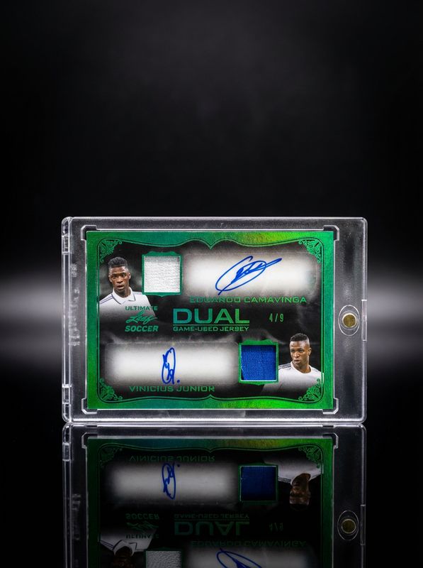 Eduardo Camavinga/Vinicius Junior 2022 Leaf Ultimate Soccer Dual Game Used Jersey DJA-1