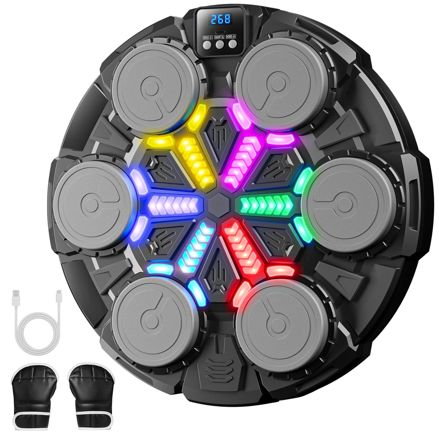 Upgraded Music Punching Machine for Kids and Adults, Wall Boxing Punching Pad with Bluetooth &amp; Rhythm Lights, 3 Speed Modes, Home Fitness Boxing Equipment with Gloves for Boys Girls Teenagers