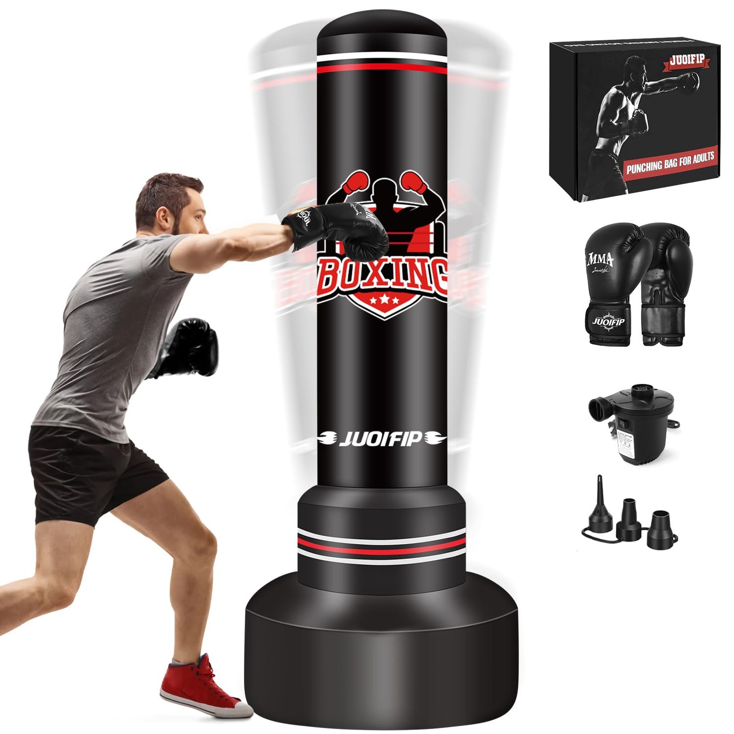 Heavy Punching Bag with Stand Adults Teens,70" Freestanding Boxing Bags Kicking Bag Heavy Bag with Boxing Gloves and Electric Air Pump, Kickboxing Training Equipment Bags Thai Fitness Karate