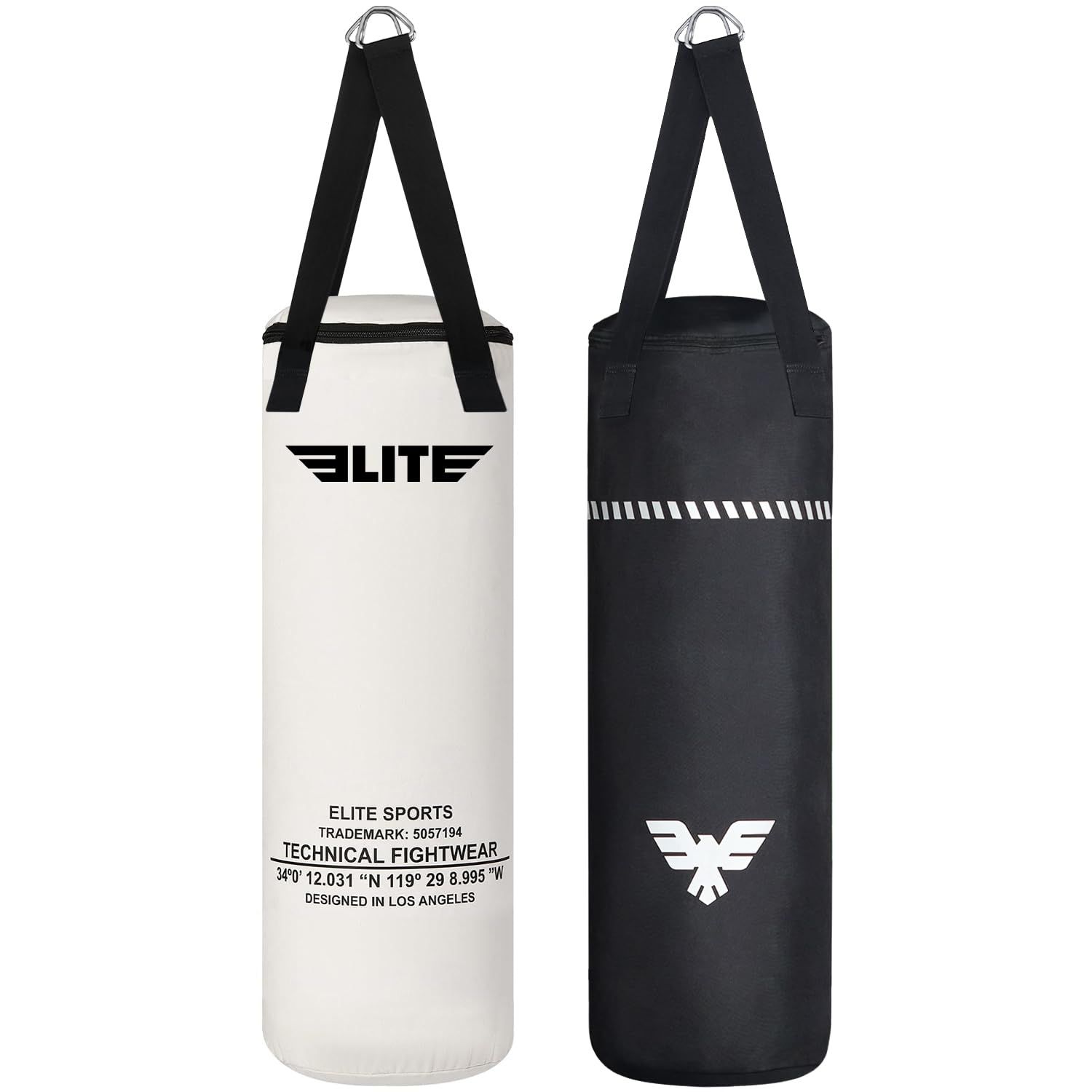Elite Sports Boxing Bag – Heavy Duty Canvas Punching Bag with Straps for Boxing, Training, MMA, Muay Thai, Kickboxing, Martial Arts &amp; Fitness – Unfilled Heavy Bag