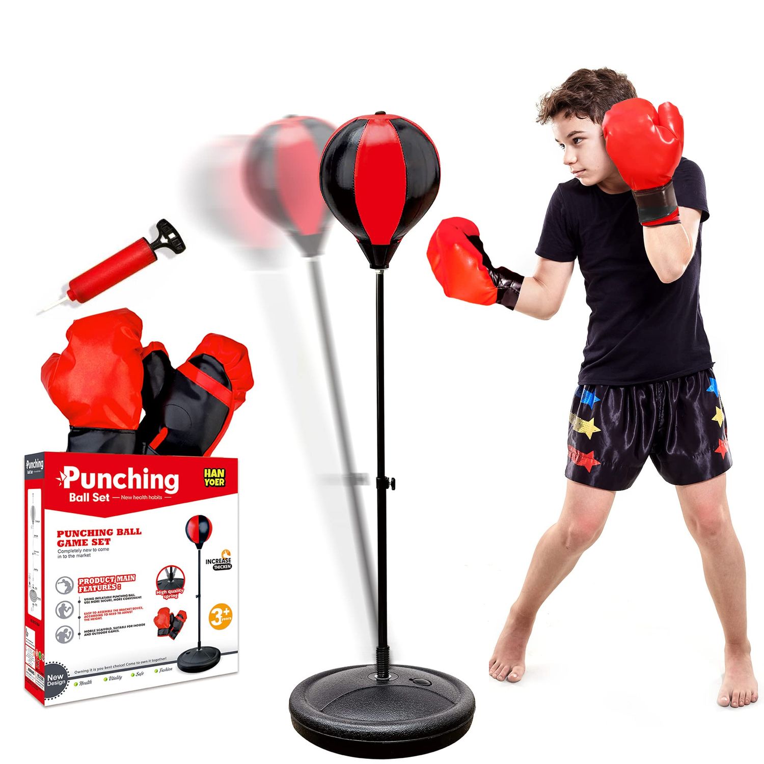 Punching Bag for Kids, 3-12 Adjustable Boxing Equipment with Boxing Gloves, Boxing Set as Boys &amp; Girls Toys Gifts