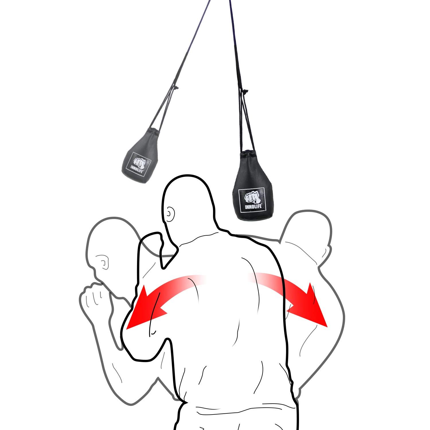 INNOLIFE Boxing Slip Bag, Dodge Hide Speed Bag Maize Ball Leather Ball for Reflex Training, Boxing, Kickboxing, MMA Pendulum Training, Red