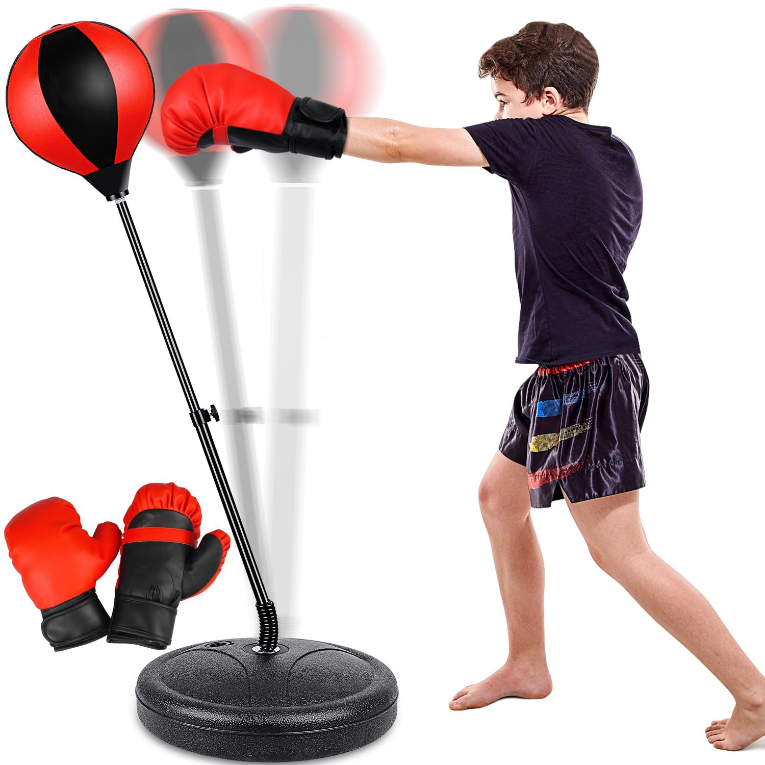 Punching Bag for Ages 3 4 5 6 7 8+ Years Old Kids, Boxing Bag Set Toy with Boxing Gloves, Height Adjustable Punching Bag, Sport Toy for Boys &amp; Girls, Ideal Christmas Birthday Gift for Kids