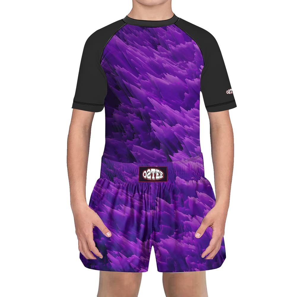 O2TEE Unisex Youth Kids Rash Guard Shorts Sets for Boys Girls Boxing Daily Multi-Sport