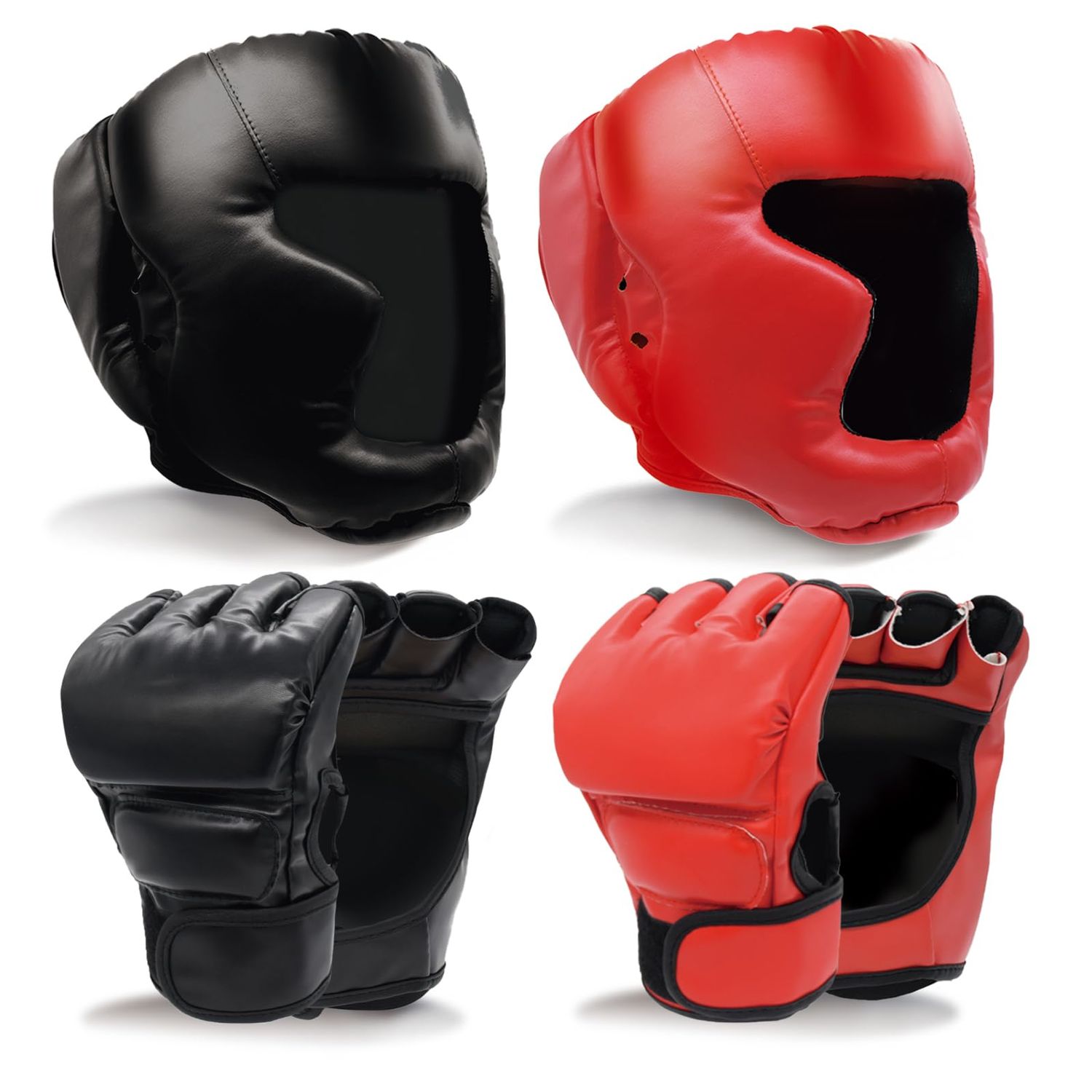 Boxing Gloves and Headgear Set Including 2 Pack Boxing Headgear and 2 Pack Boxing Gloves Boxing Equipment Sparring Gear Equipment for Beginners Adults