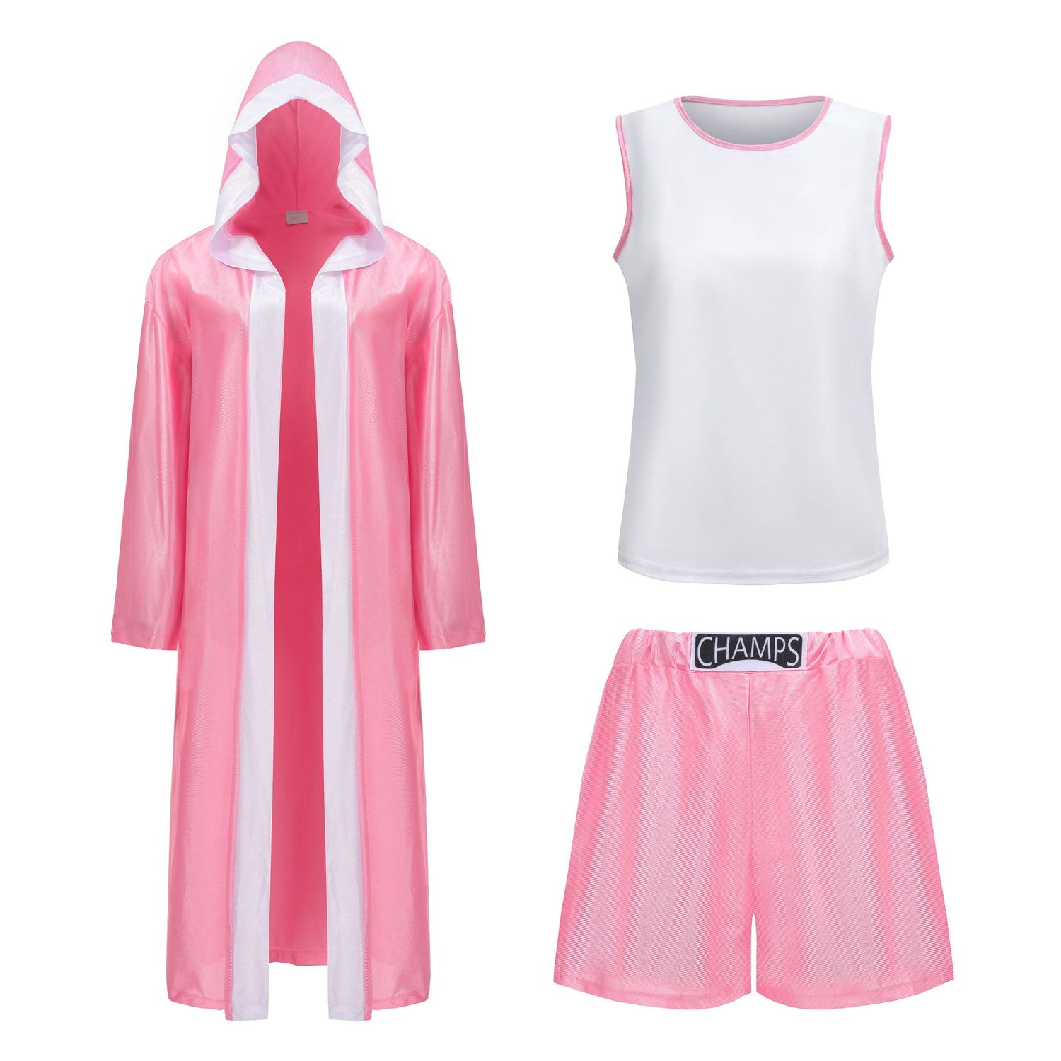 Women Boxer Costume,Champion Boxer Costume,Adult Boxing Hooded Robe with Vest,Shorts