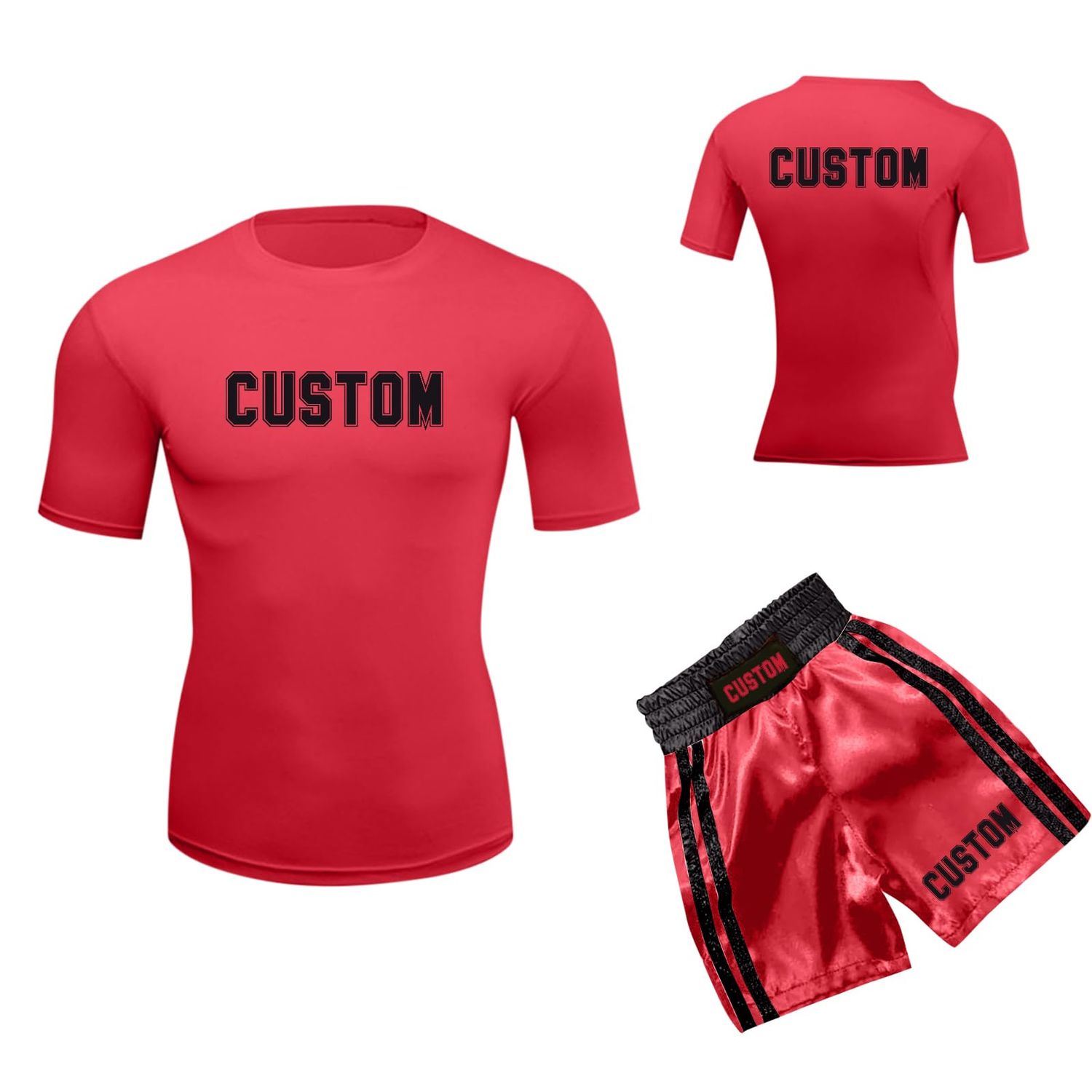 Personalised Boxing Shorts Set, Custom Name Pattern Top, Muay Thai MMA Gear, Gift, 6 Colours S-4XL