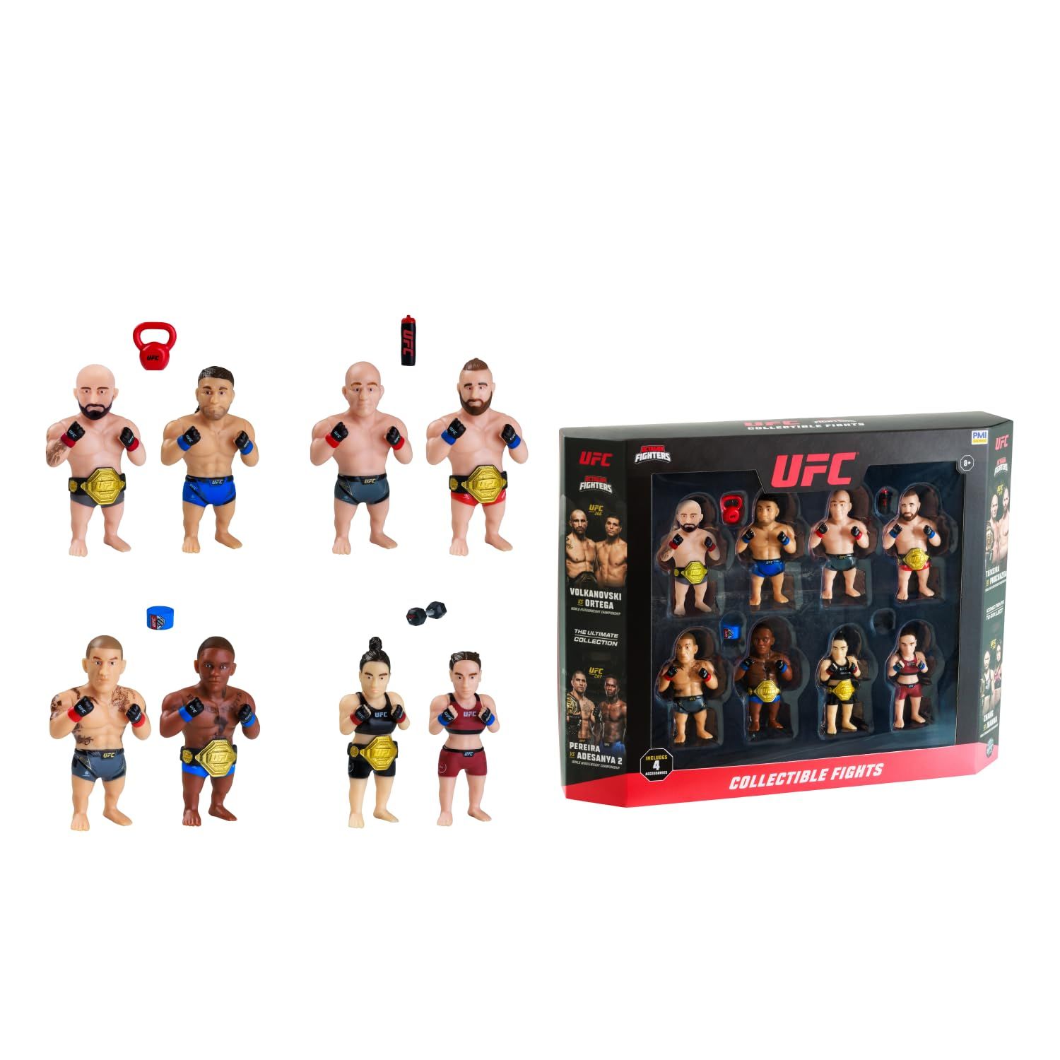 P.M.I. UFC 2.5-Inch Collectible Figures 8-Pack Deluxe Box – Includes 8 Fighters with Accessories, Realistic Poses, and Officially Licensed UFC Collectibles by