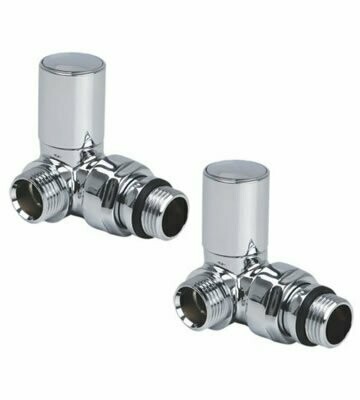 Designer 15mm Brushed Nickel or Chrome Corner Towel Warmer Valves