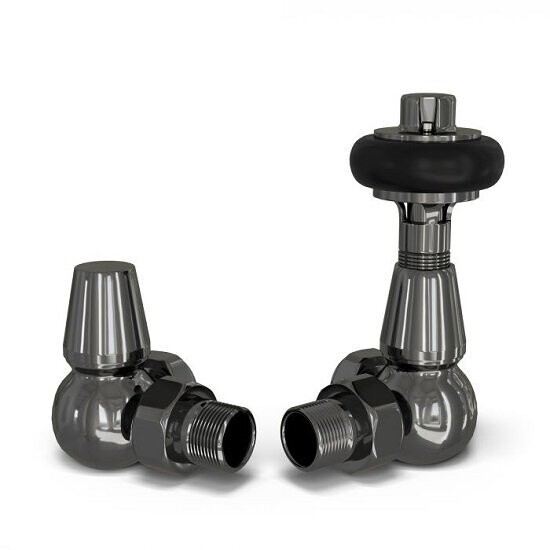 Black Top Traditional Corner TRV Valve Set Black Nickel with optional pipe covers