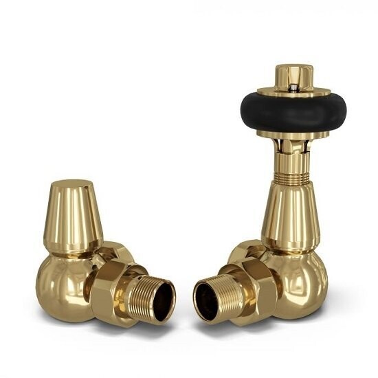 Black Top Traditional Corner TRV Valve Set Polished Brass