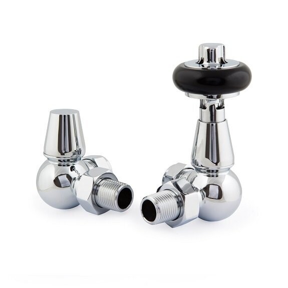 Black Top Traditional Corner TRV Valve Set Chrome