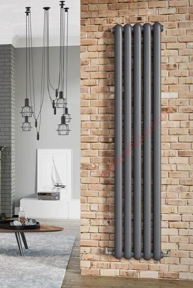 Retro Round Top Vertical 2 column Radiator White & Anthracite