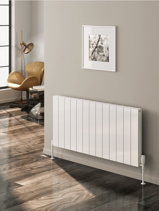 Cass aluminium Horizontal radiator White 600H x 470W Single