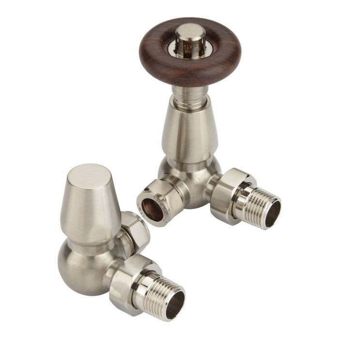 Brown Top Traditional Corner TRV Set Brushed Silver Nickel