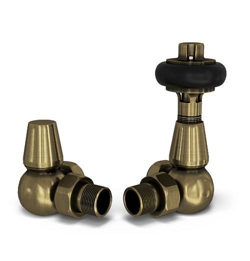 Black Top Traditional Corner TRV Valve Set Antique Brass