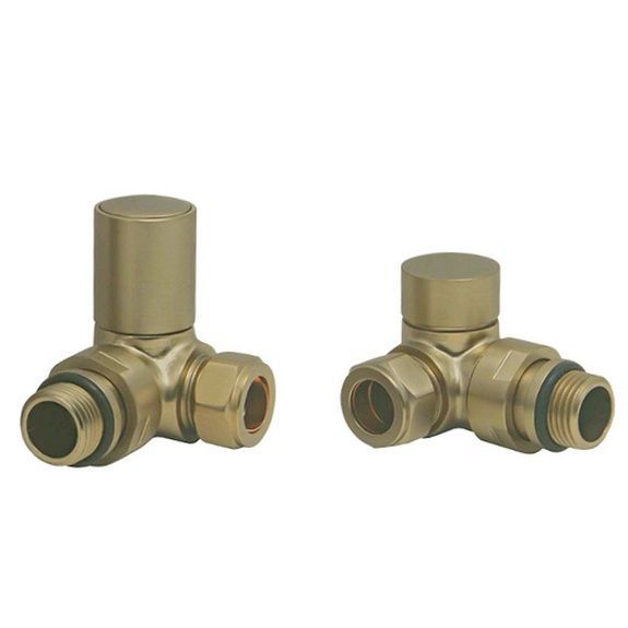 Brushed Brass Manual Corner Valve Set