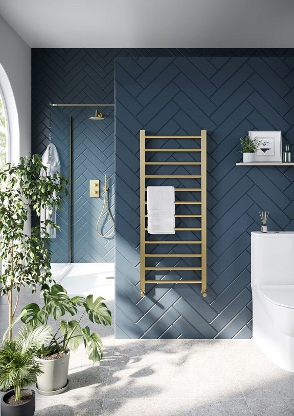 Vibe Brushed Brass Towel Warmer 800H X 500W