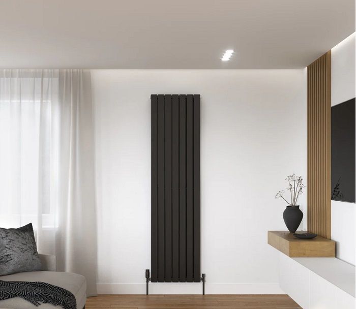 Bravo Flat Panel Designer Radiator  1800 X 480 Double Panel Matt Black