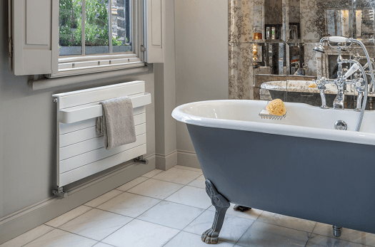 Towel rail under window sale