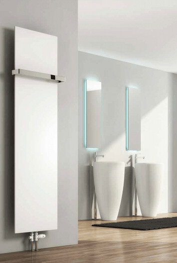 Ultra Slimline Vertical Radiator with Towel Bar  Options White/Anthracite, Size: 470H X 300W, Colour: White