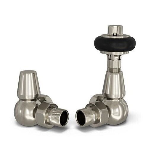 Black Top Traditional Corner TRV Valve Set Brushed Nickel Black Top Traditional Corner TRV Valve Set Brushed Nickel
