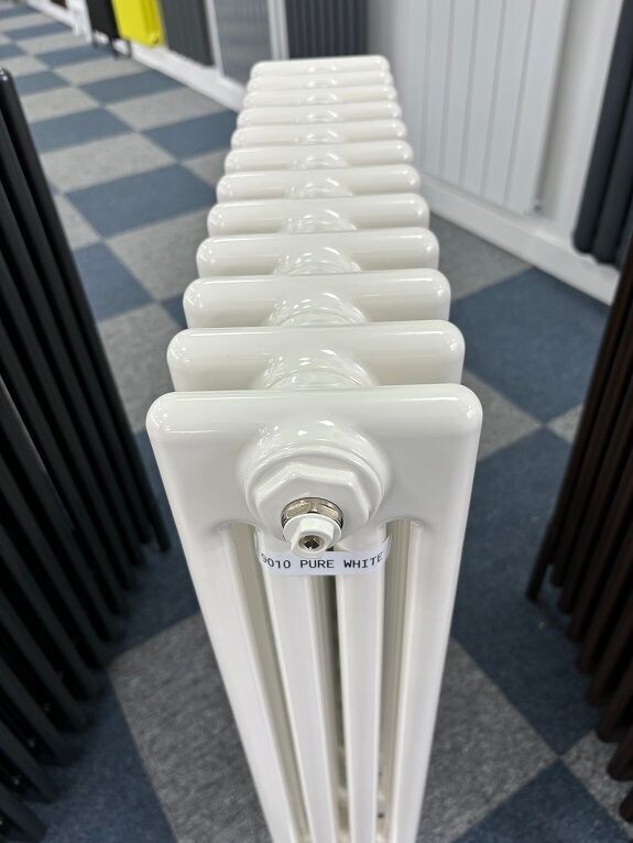 Off White/Cream Ral 9010  Column Radiators. Made in Germany. Ultimate quality. Huge Choice of Sizes. Save 45% + Bespoke