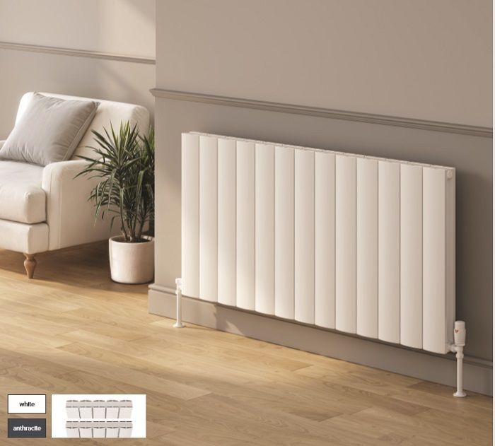 Loco Aluminium Horizontal radiator White 600H x 470 Double Panel Loco Aluminium Horizontal radiator White 600H x 470 Double Panel