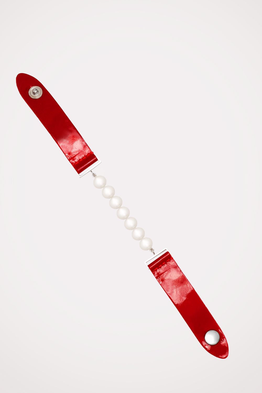 Édesvízi gyöngy - piros bőr karkötő