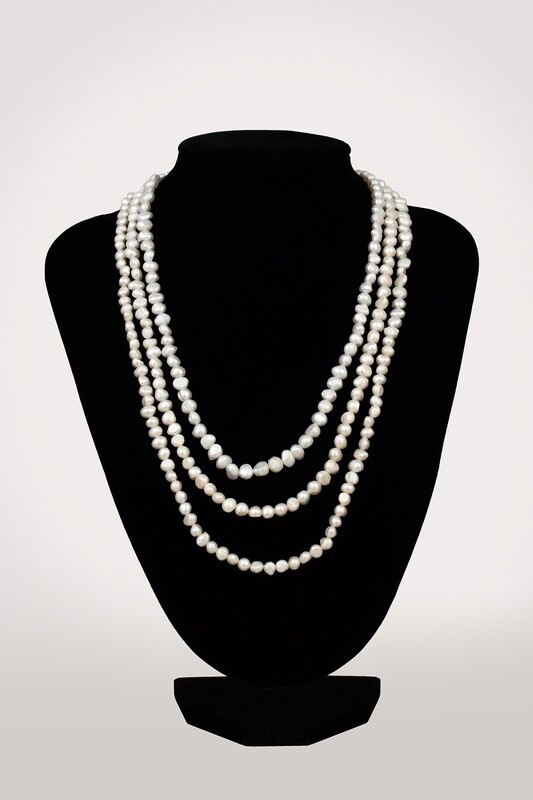 3 soros fehér nyaklánc - édesvízi igazgyöngy