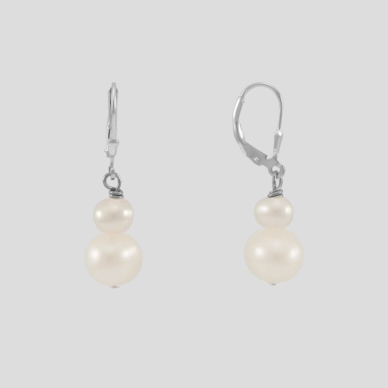 Kicsi-nagy ezüst fülbevaló - édesvízi igazgyöngy Kicsi-nagy ezüst fülbevaló - édesvízi igazgyöngy