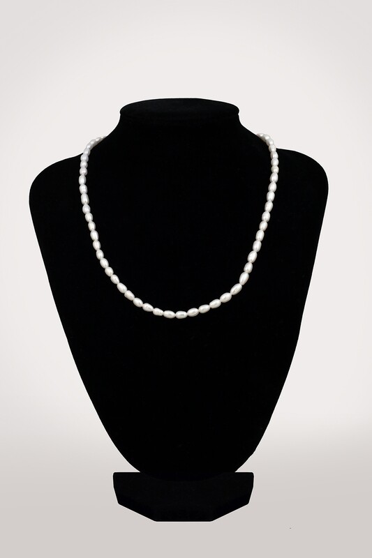 Fehér rizsszem - édesvízi igazgyöngy nyaklánc
