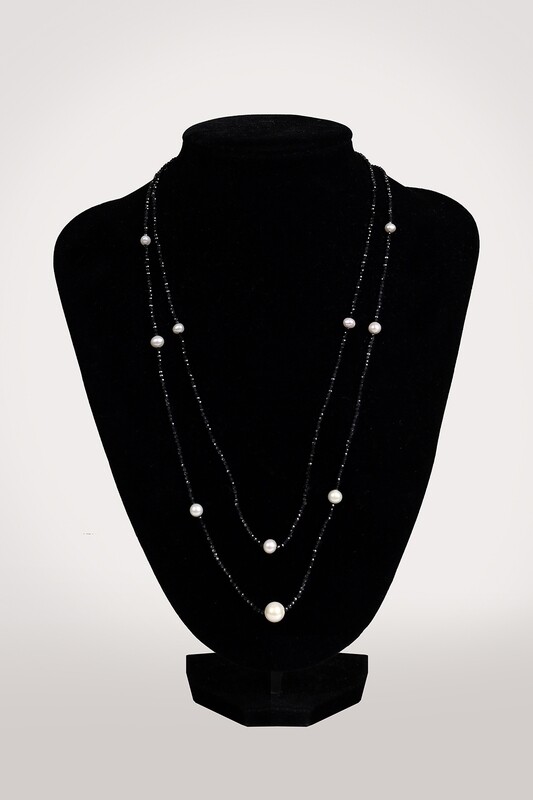 Fekete-fehér 2 soros - édesvízi igazgyöngy nyaklánc