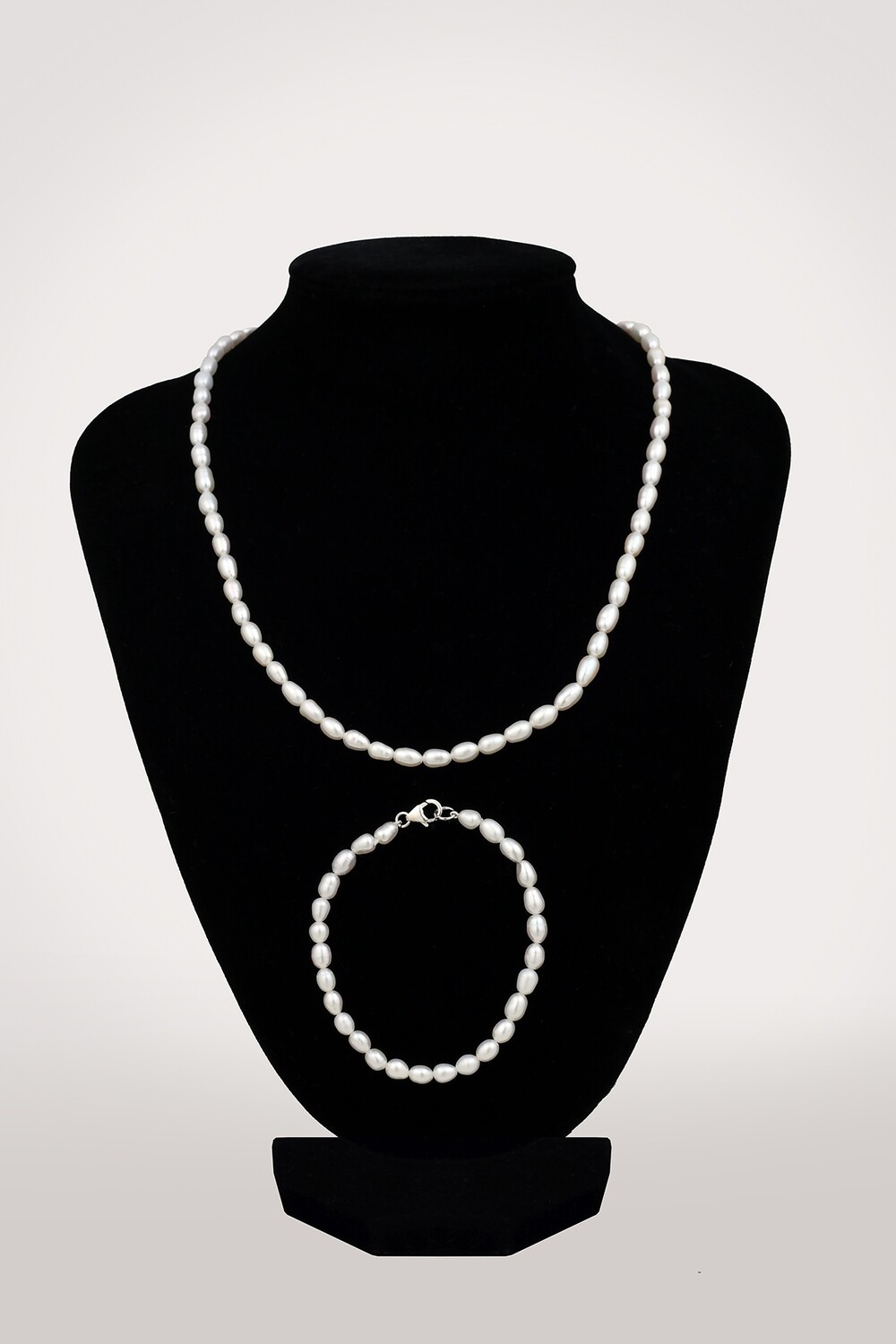 Fehér rizsszem - édesvízi igazgyöngy ékszer szett