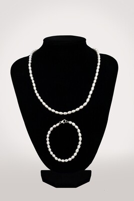 Fehér rizsszem - édesvízi igazgyöngy ékszer szett