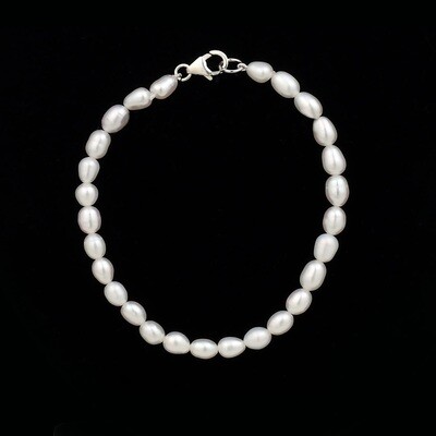 Fehér rizsszem - édesvízi igazgyöngy karkötő