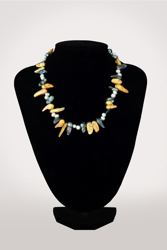 Keshi színes - tenyésztett gyöngy nyaklánc