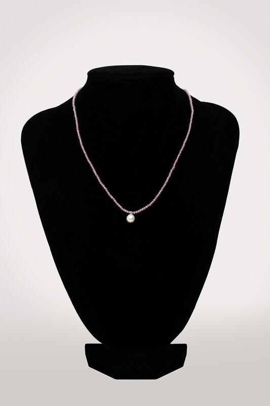 Rózsaszín topáz nyaklánc - sósvízi akoya gyöngy
