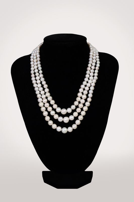 3 soros Növekvő nyaklánc - édesvízi igazgyöngy