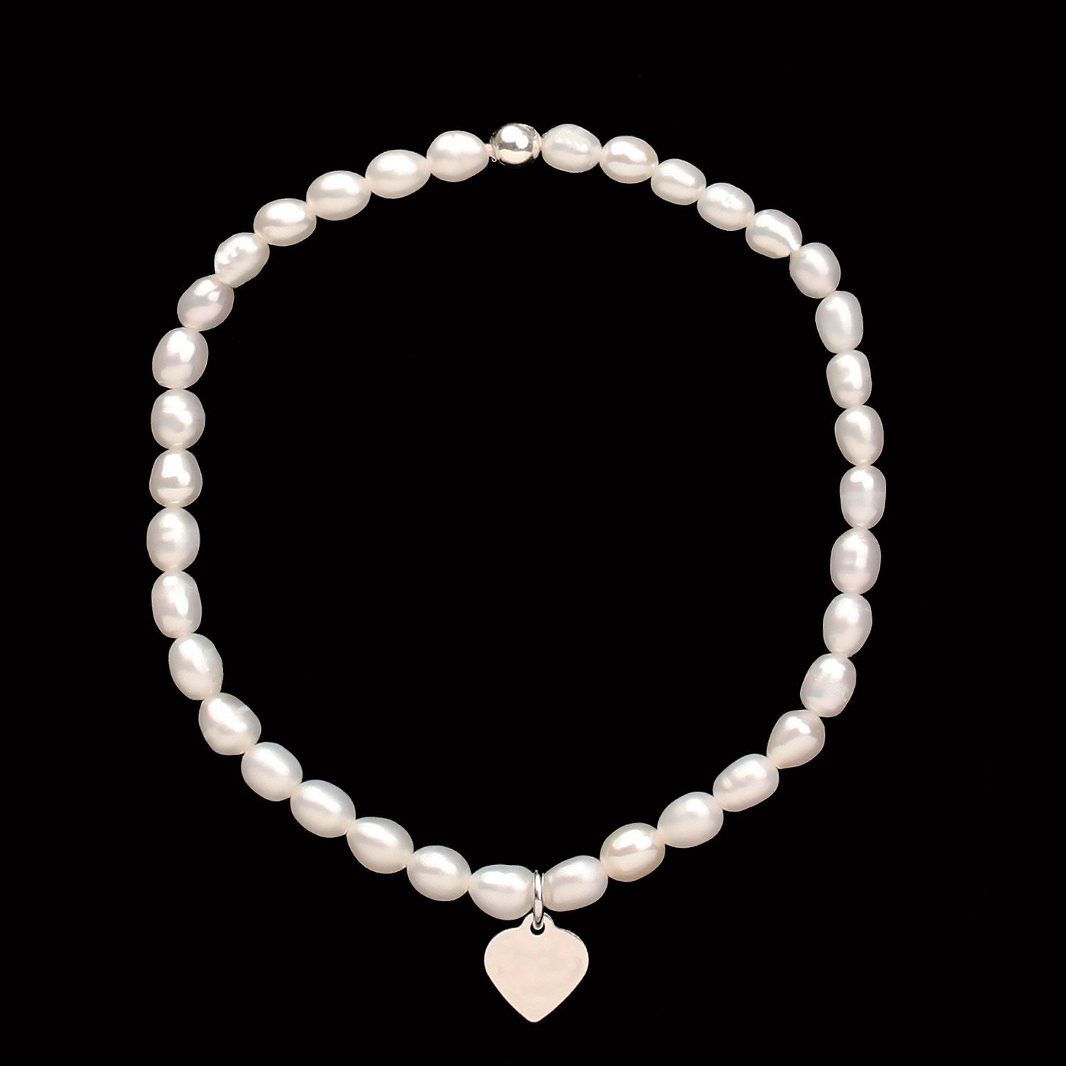 Szív rizsszem - édesvízi igazgyöngy karkötő