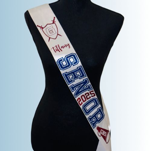 SENIOR SPOTLIGHT SASH (Glitter name + grad year + clipart)