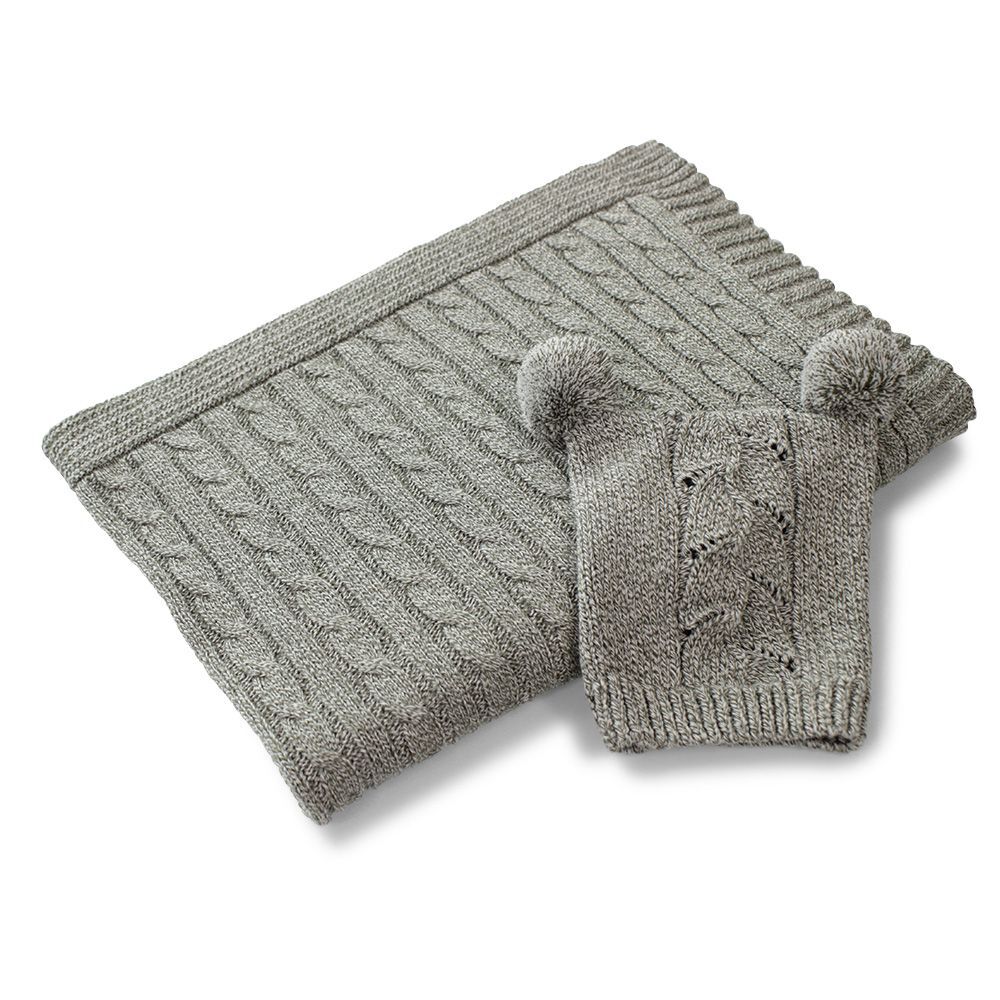 Cubbie Baby Hat - Soft Cotton Cable Knit with Pompom